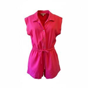 NWT Mia & Tess Pink Linen Cotton Romper Jumpsuit - XL